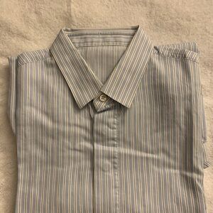 Ascot Chang Ermenegildo Zegna Light Blue and White Striped Textile